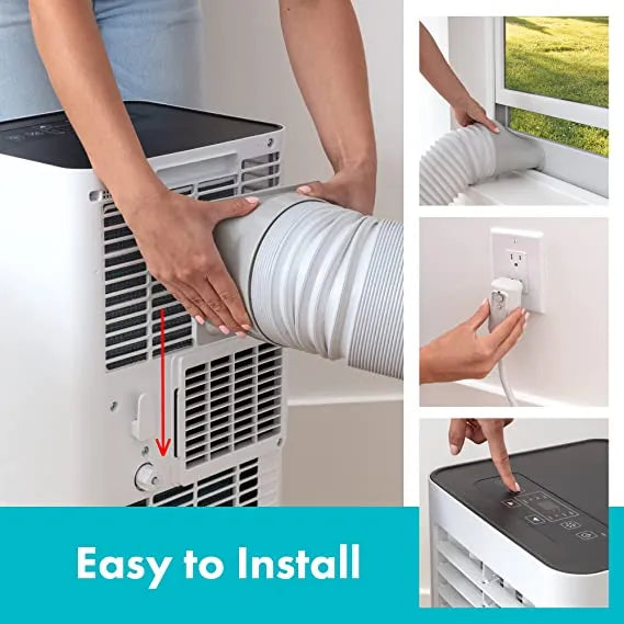 SLPAC805W.5 Portable Air Conditioner-Compact Home A/C Cooling Unit with Built-in Dehumidifier & Fan Modes, Includes Window Mount Kit, 8,000 BTU with WiFi + Drain Hose, White