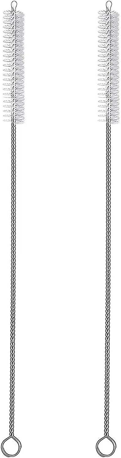 2 Drinking Straw Cleaning Brush LONG - Bristle Cleaner for Stainless Steel Drink Straws Heavy Duty Brushes For Washing Glass Silicone Metal Straws Tea Pot Spout Mini Micro Bottle