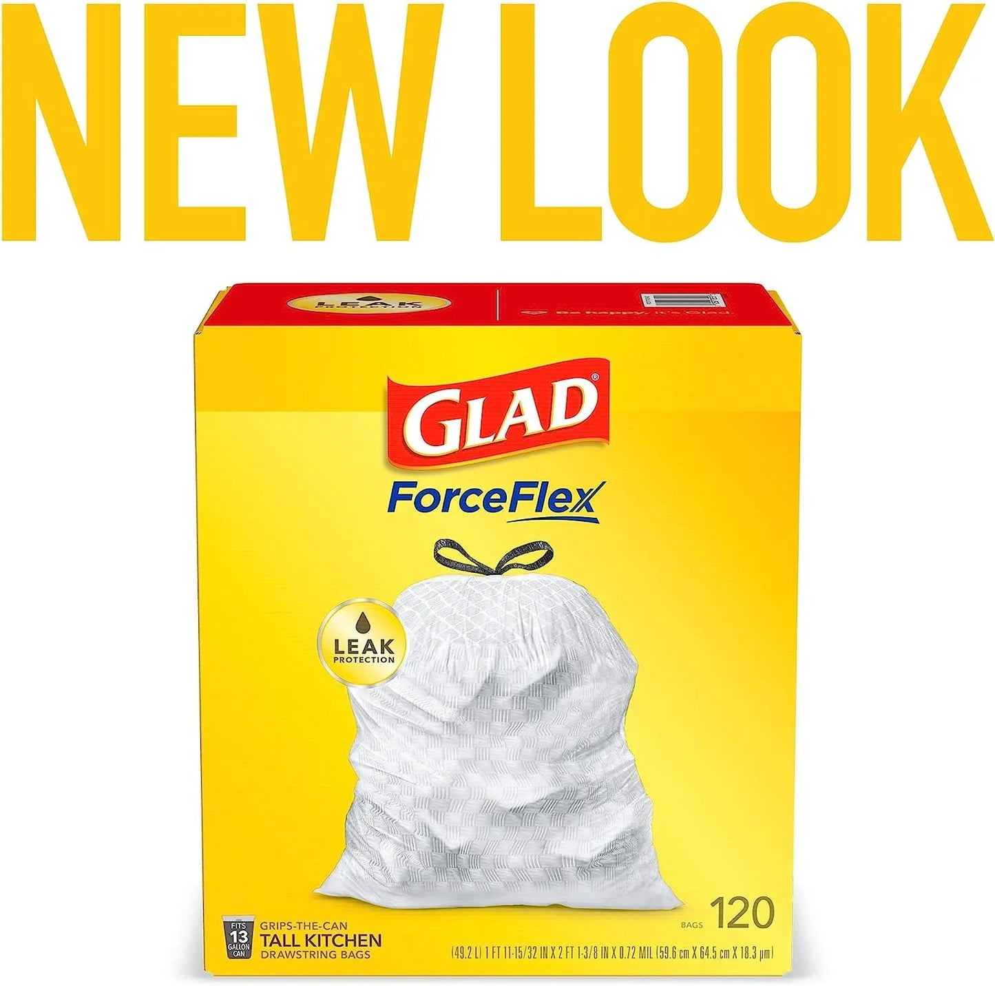Glad Protection Series Force Flex Drawstring Fresh Clean Odor Shield 13 Gallon 1/110ct