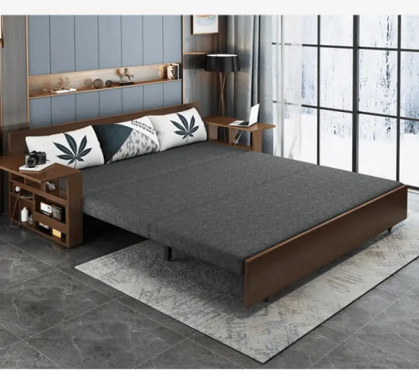 Foldable Multifunctional Wood Sofa Bed With Storage