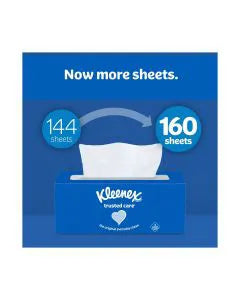 Kleenex Trusted Care Facial Tissues, 3 Flat Boxes, 160 Tissues Per Box, 2-Ply (480 Total Tissues)