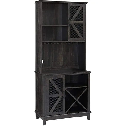 Home Source Bar Cabinet and Coffee Station (Charcoal)