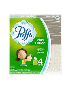 Puffs Plus Lotion Facial Tissues, 4 Cubes, 48 Tissues Per Box