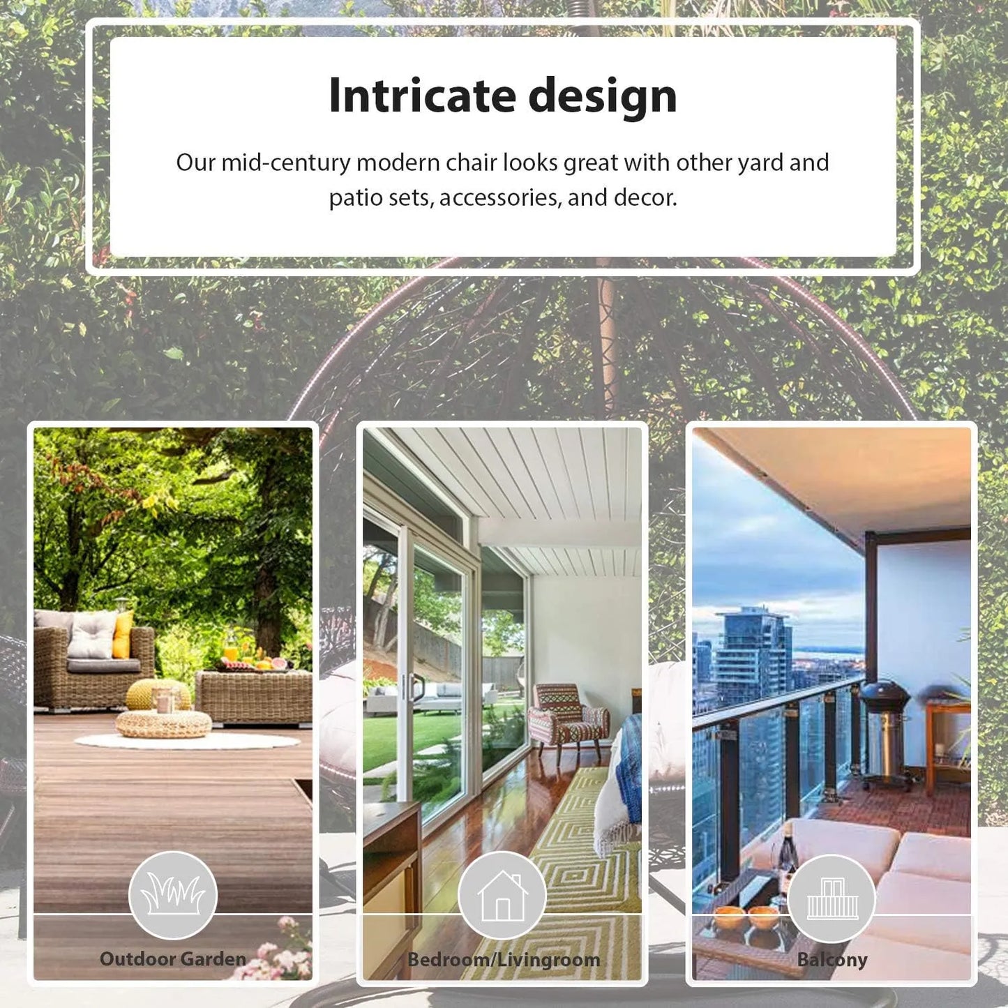 J.M.Deco Porch Swing Chair with Stand, Cushion & Pillow, Goldden Egg Rattan Wicker Swing Hanging Chair, Hammock Chair for Indoor, Outdoor, Garden, Backyard & Patio