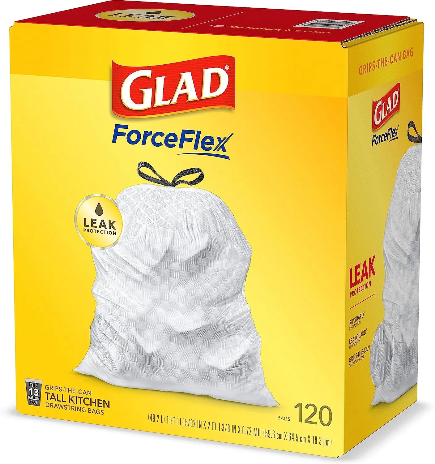 Glad Protection Series Force Flex Drawstring Fresh Clean Odor Shield 13 Gallon 1/110ct