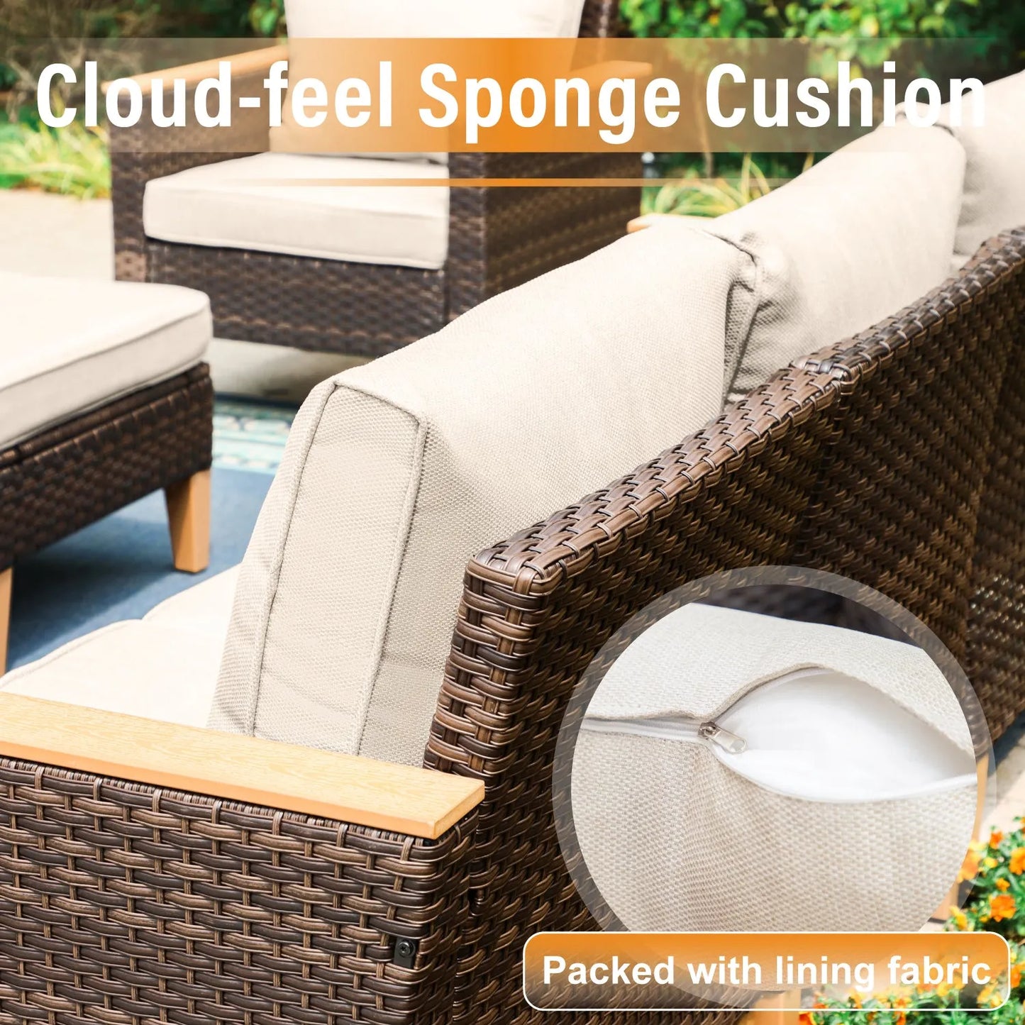 7-Seat All-Weather PE Wicker Patio Sectional Sofa Set