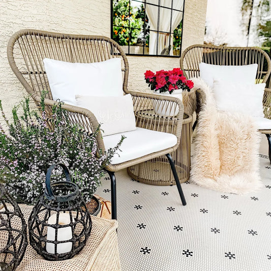 3-Piece Outdoor Rattan Conversation Set With Cushions