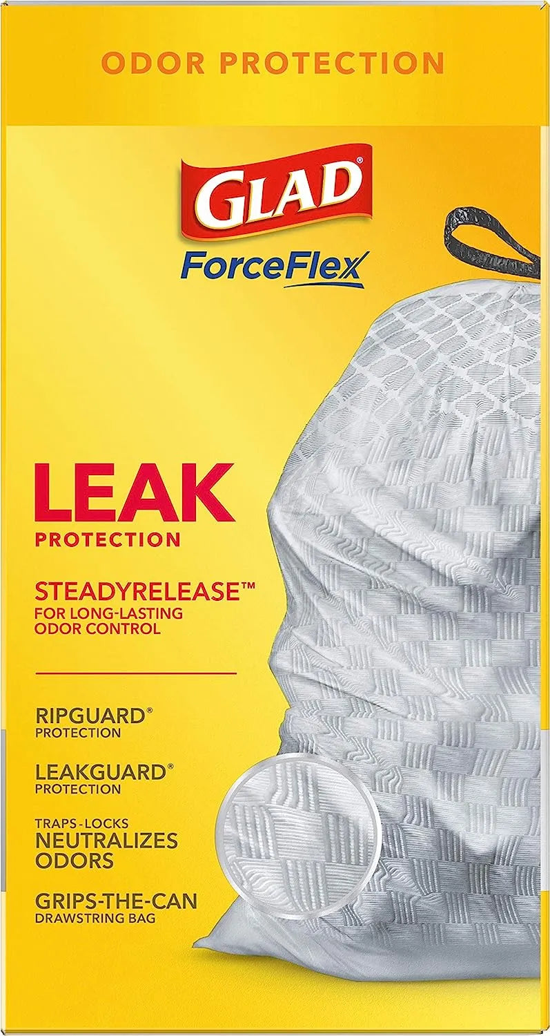 Glad Protection Series Force Flex Drawstring Fresh Clean Odor Shield 13 Gallon 1/110ct