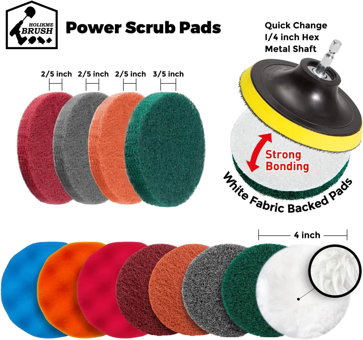 22Piece Drill Brush Attachments Set, Scrub Pads & Sponge, Buffing Pads, Power Scrubber Brush with Extend Long Attachment, Car Polishing Pad Kit