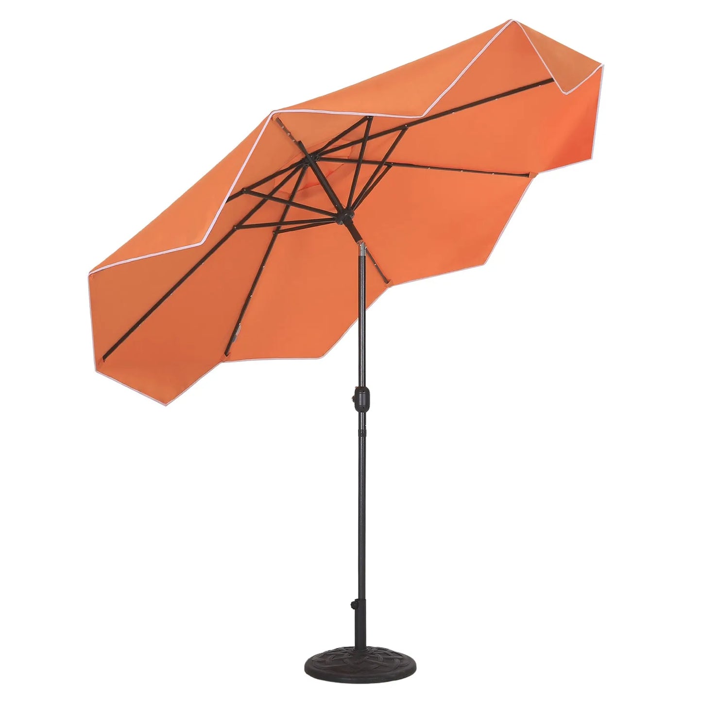 9/10ft Crank Open Patio Umbrella With 24 LED Lights & Ruffles