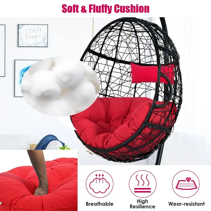Outdoor Hanging Egg Chair Swing Hammock Chair Set with Stand & Cushion