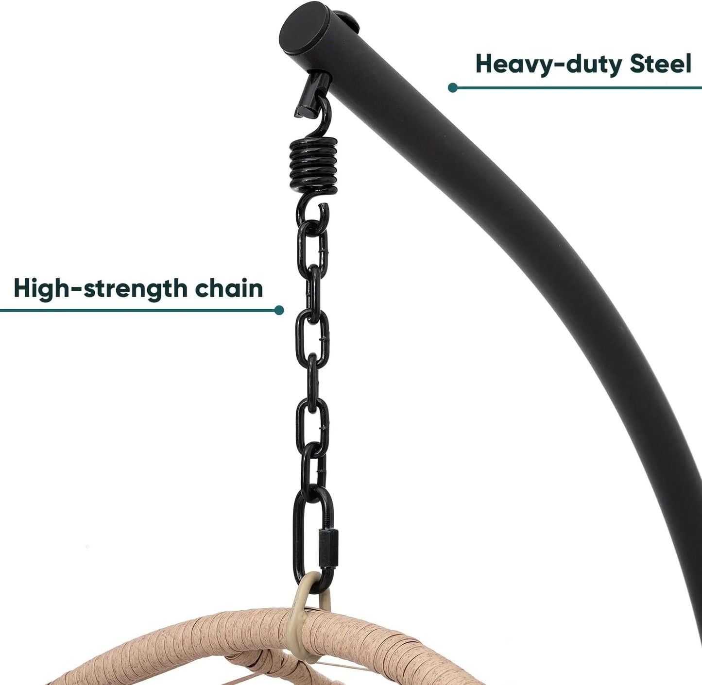 JOYBASE Hanging Egg Chair with Stand, Outdoor Wicker Rattan Egg Swing Chair with Stand and Cushion for Indoor Outdoor Bedroom Patio Garden (Grey/Black)