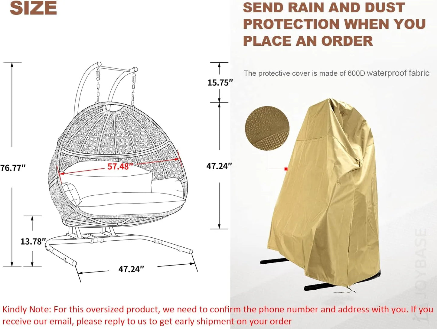 JOYBASE Hanging Egg Chair with Stand, Outdoor Wicker Rattan Egg Swing Chair with Stand and Cushion for Indoor Outdoor Bedroom Patio Garden (Grey/Black)