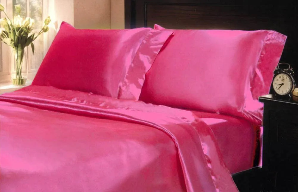 Soft Silky Satin Solid Color Deep Pocket Sheet Set