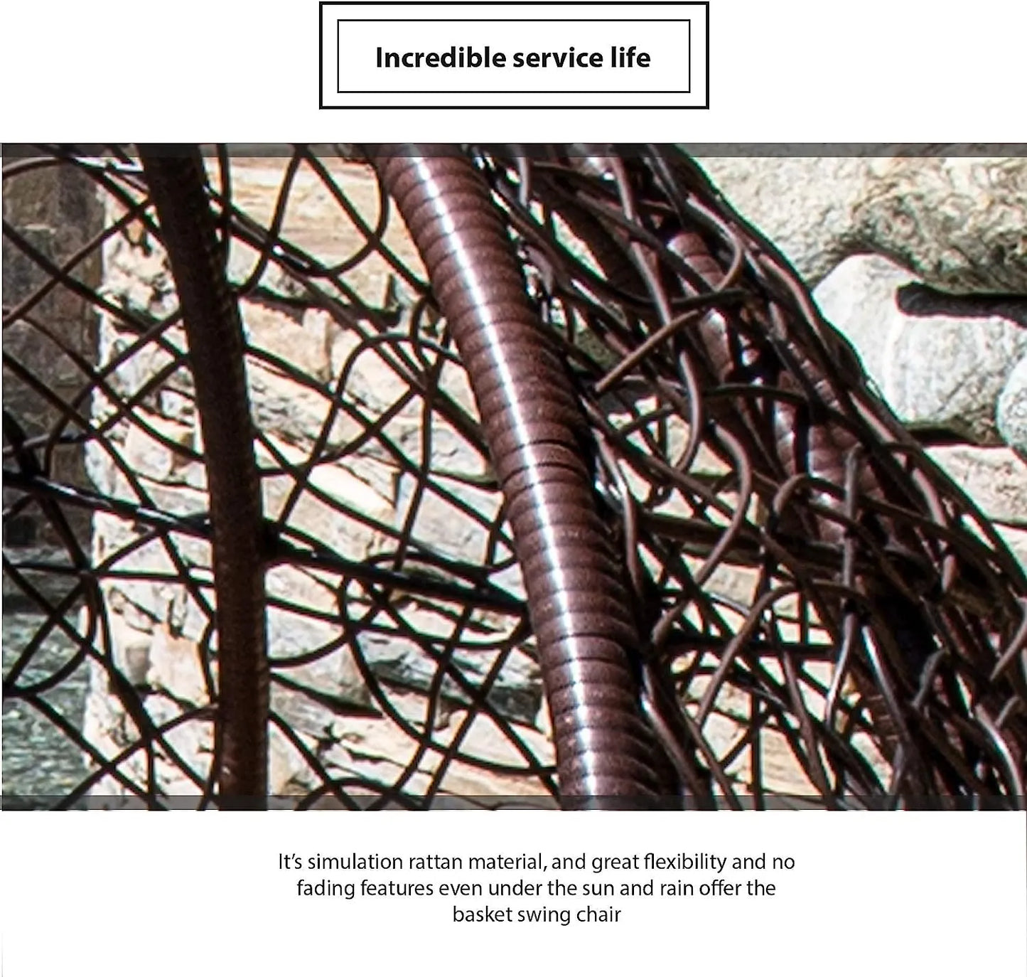 J.M.Deco Porch Swing Chair with Stand, Cushion & Pillow, Goldden Egg Rattan Wicker Swing Hanging Chair, Hammock Chair for Indoor, Outdoor, Garden, Backyard & Patio