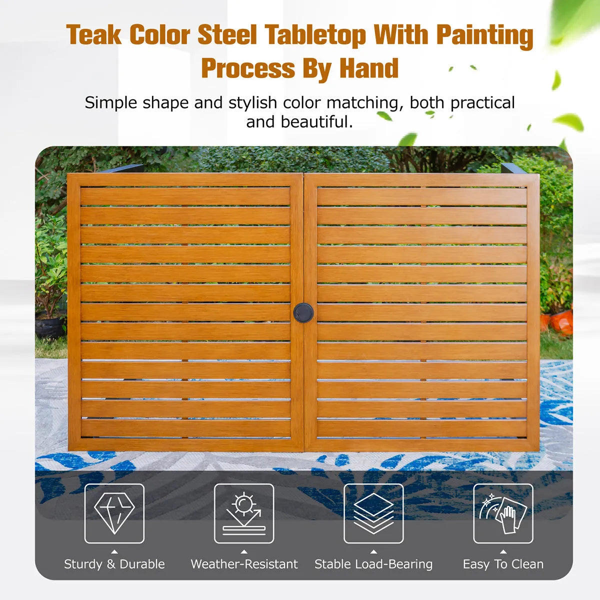 7-Piece Patio Dining Set With 6 Cushioned Steel & Rattan Chairs and Rectangle Table