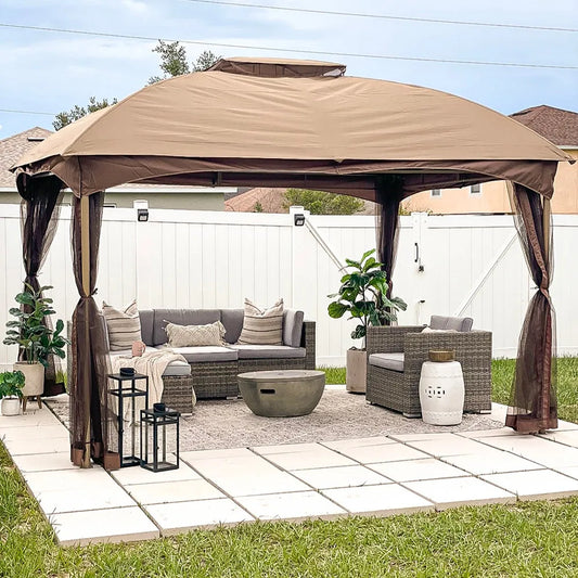 10x10Ft Double Vent Gazebo Outdoor Canopy With Privacy Netting