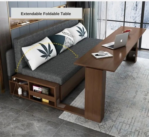 Foldable Multifunctional Wood Sofa Bed With Storage