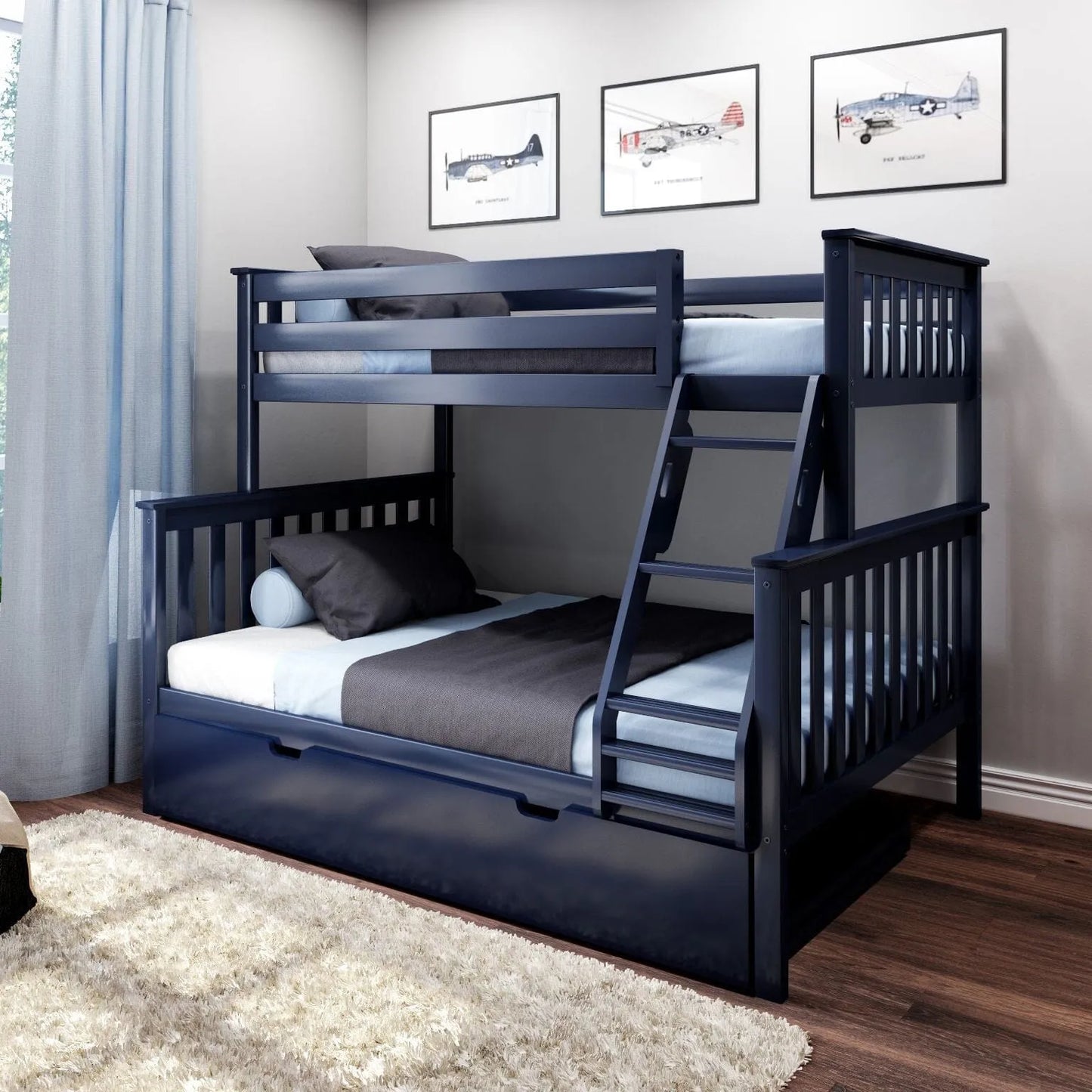 🎄Store Closing Sale💖Kids Solid Wood Twin-Over-Full Bunk Bed + Trundle Bed