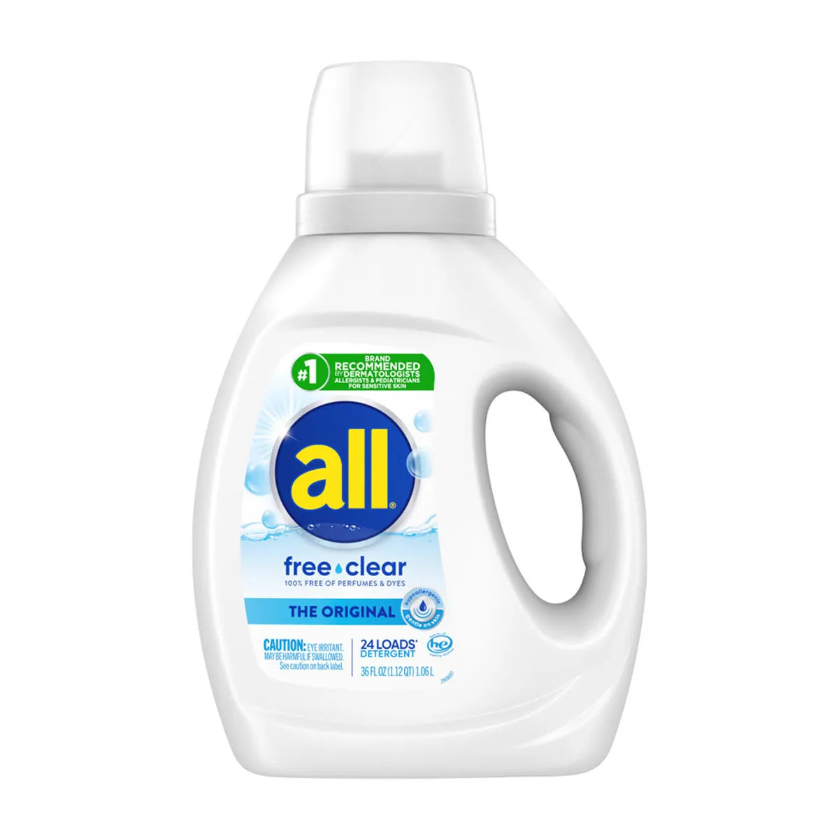 All Liquid Laundry Detergent Free Clear For Sensitive Skin, 36 Fl Oz, 24 Loads