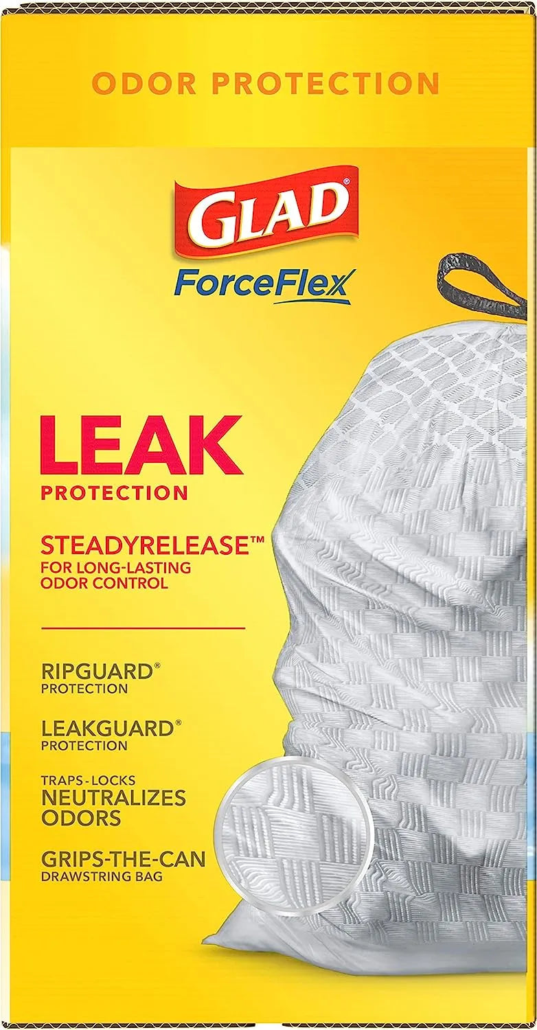 Glad Protection Series Force Flex Drawstring Fresh Clean Odor Shield 13 Gallon 1/110ct