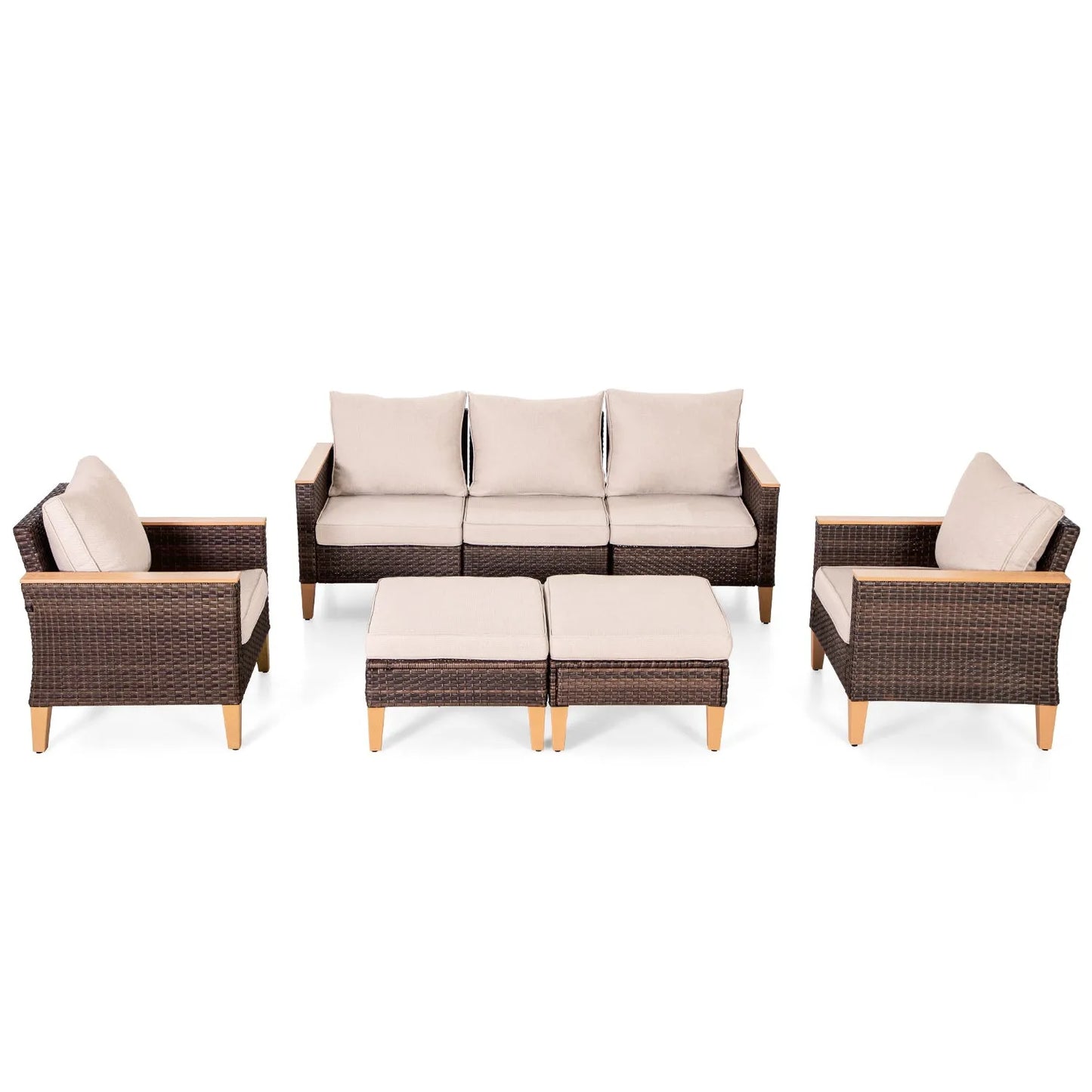7-Seat All-Weather PE Wicker Patio Sectional Sofa Set