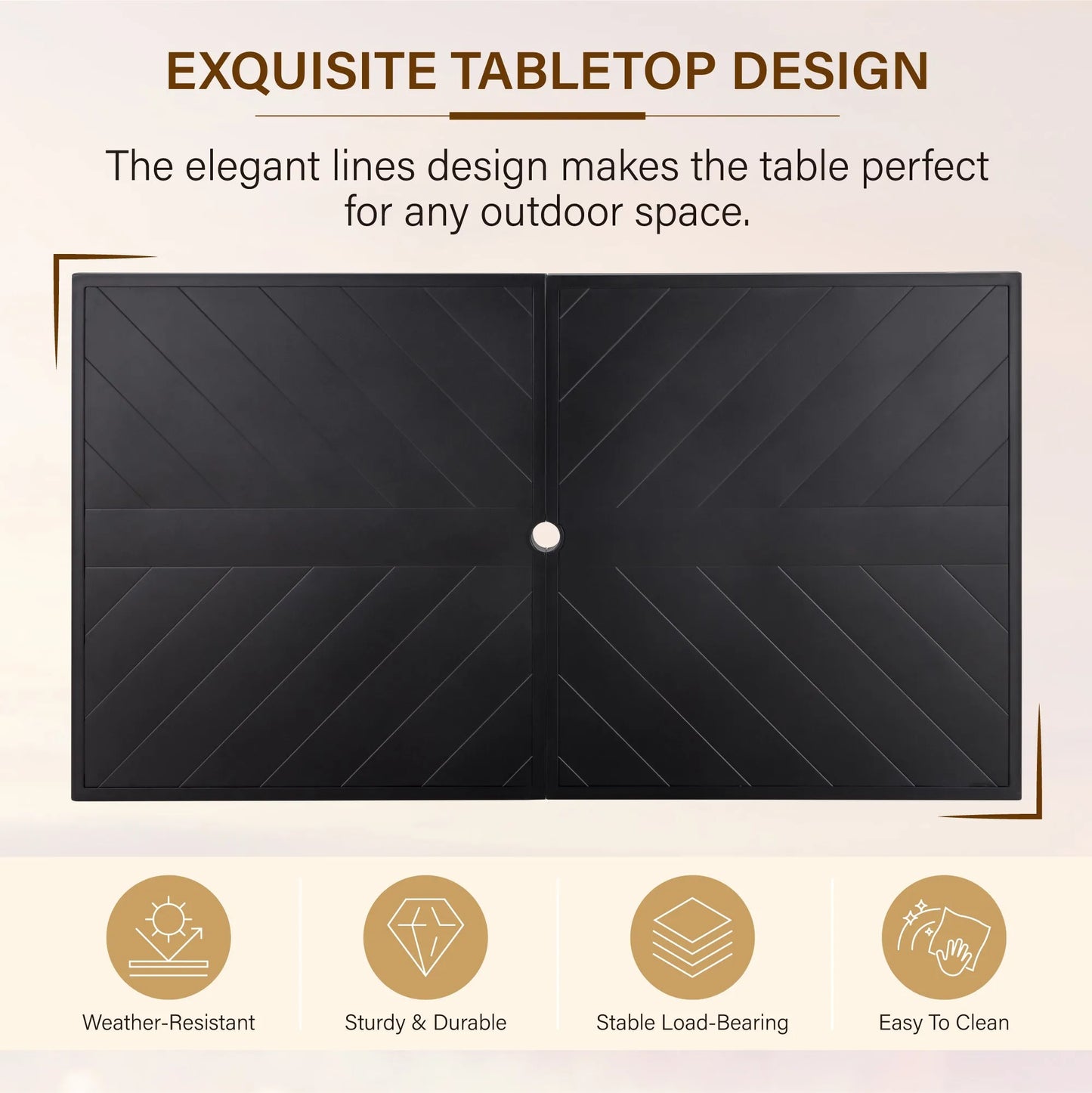 7-Piece Patio Dining Set With 6 Cushioned Steel & Rattan Chairs and Rectangle Table