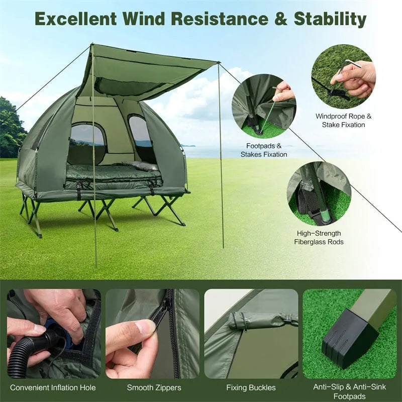 Camping Tent Combo with Air Mattress Sleeping Bag