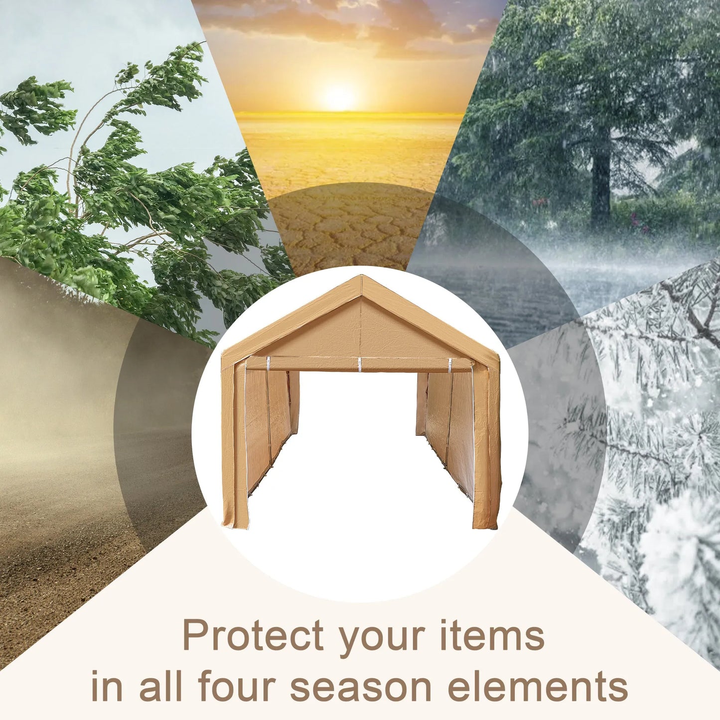 10x20 ft Heavy Duty Carport Canopy Instant Garage with Removable Sidewalls and Doors