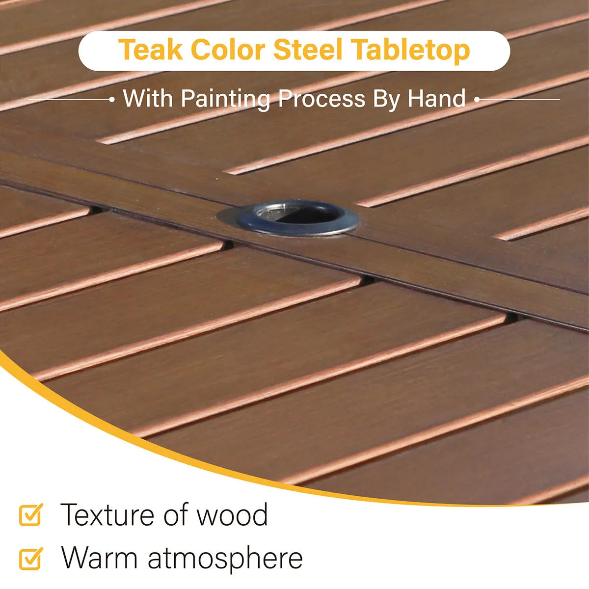 7-Piece Patio Dining Set With 6 Cushioned Steel & Rattan Chairs and Rectangle Table