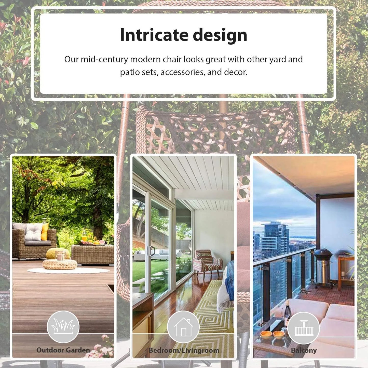 J.M.Deco Porch Swing Chair with Stand, Cushion & Pillow, Goldden Egg Rattan Wicker Swing Hanging Chair, Hammock Chair for Indoor, Outdoor, Garden, Backyard & Patio