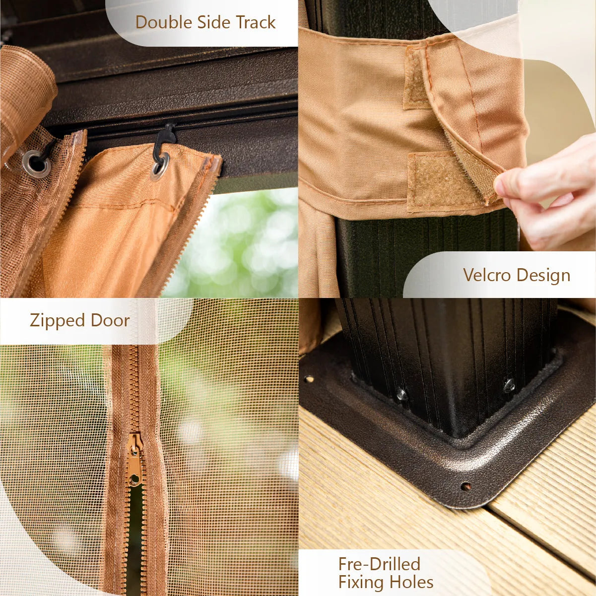 Outdoor Hardtop Gazebo Double Roof Canopy