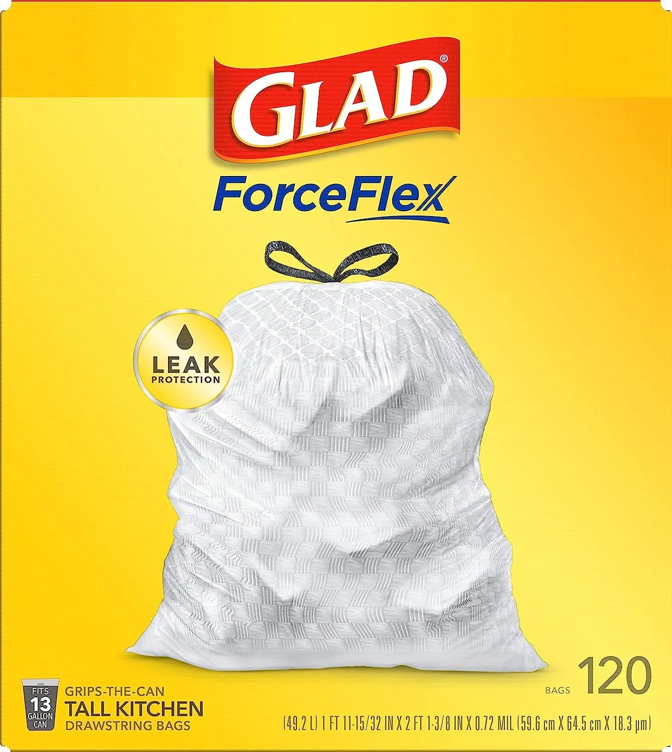 Glad Protection Series Force Flex Drawstring Fresh Clean Odor Shield 13 Gallon 1/110ct